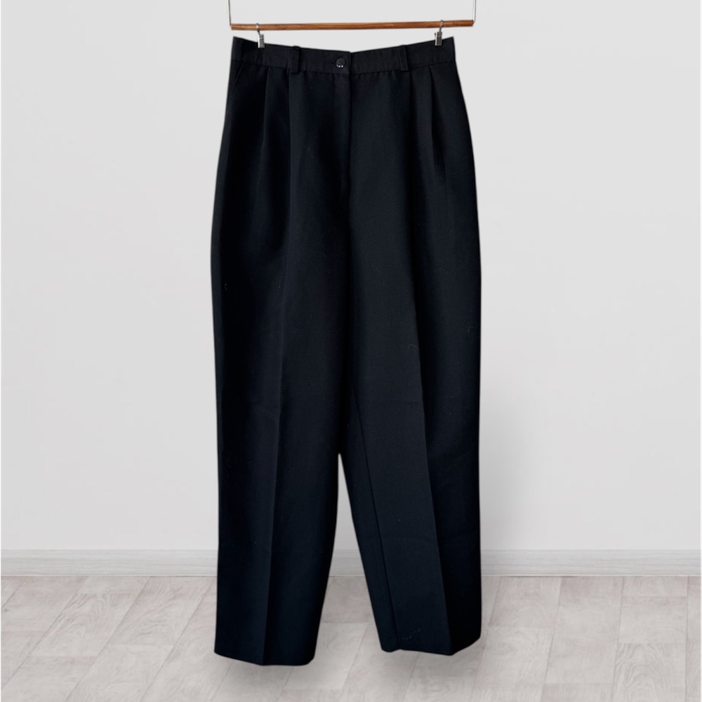 Vintage Liz Baker Black High Rise Pleated Tapered Dress Pants Trousers Sz 10